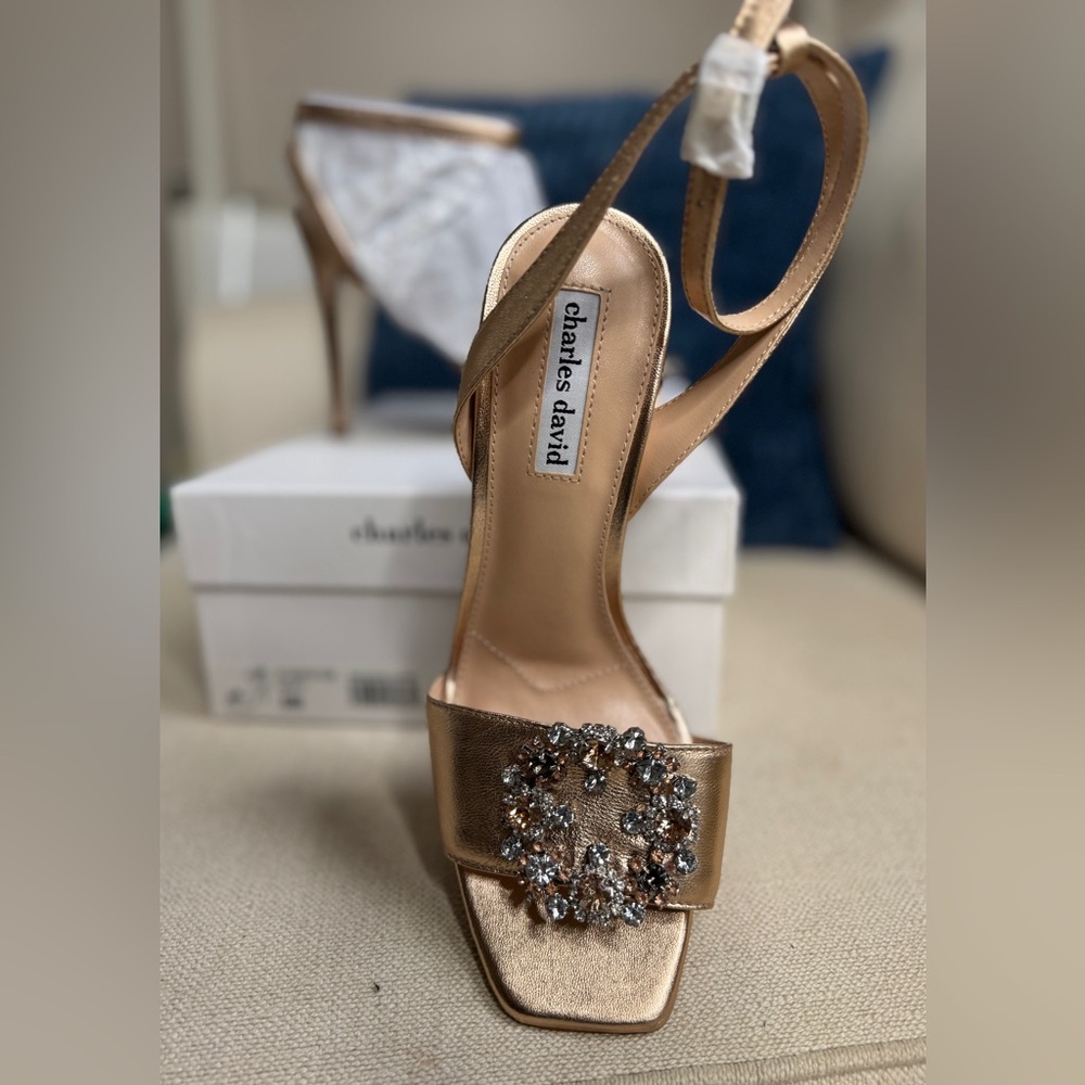 Charles David Vanity Rose Metallic Embellished Heels - Picture 4 of 6